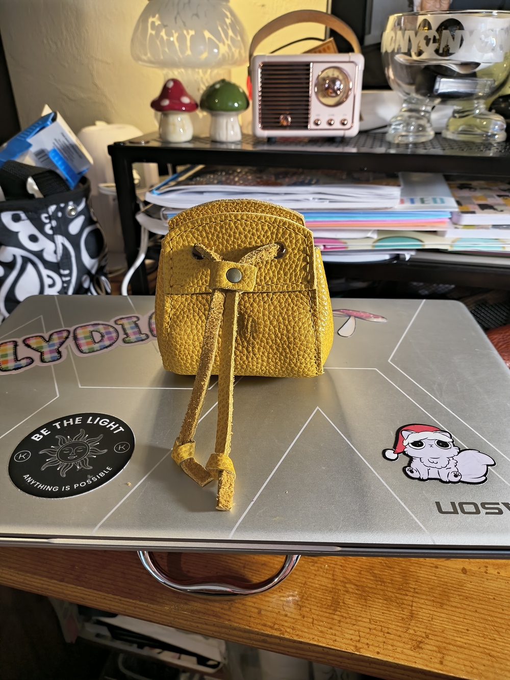 Portland Leather Yellow Pebbled Mini Pouch